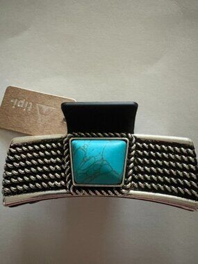 Tipi Western Turquoise Stone Hair Claw Clip/Silver Tone NWT